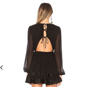 Lovers + Friends Allister Long Sleeve Mini Dress Black Sheer Revolve M